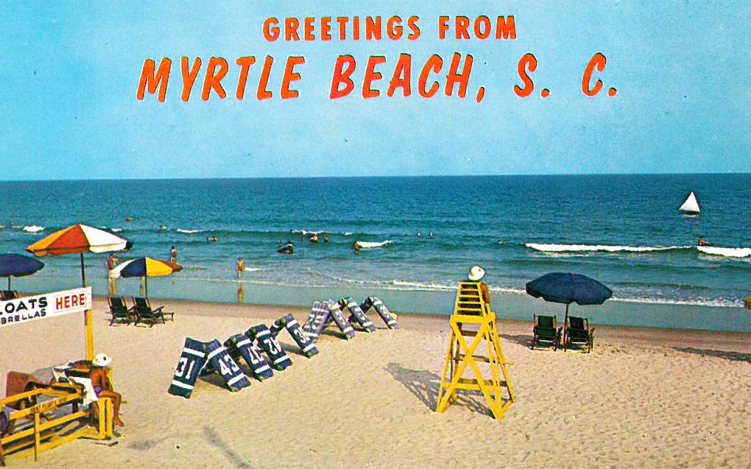 Swimming Beach Scene Postcard Surf SC South Carolina Details about   A Day at Myrtle Beach 