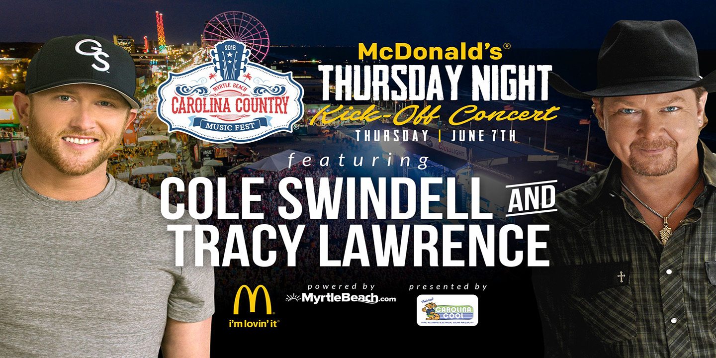 Cole Swindell and Tracy Lawrence to Headline CCMF Thursday Night Kick-Off Concert