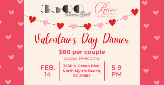 Valentine’s Packages & Valentine’s Dinner at Just Off Main